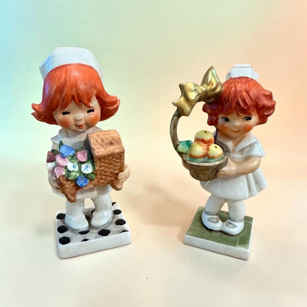 VTG 2 - Goebel Redhead Nurses by Charlot Byj Porcelain Collectible Figurines